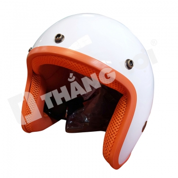 Nón Bảo Hiểm 3/4 Đầu Trắng Cam