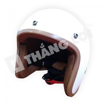 Nón Bảo Hiểm 3/4 Đầu Trắng Nâu