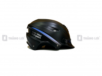 Nón bảo hiểm nửa đầu in logo công ty KMS màu đen