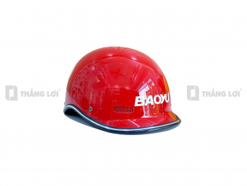 Nón bảo hiểm nửa đầu in logo BAOYU đỏ bóng