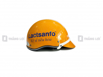 Nón bảo hiểm nửa đầu in logo Lactsanfo màu cam bóng