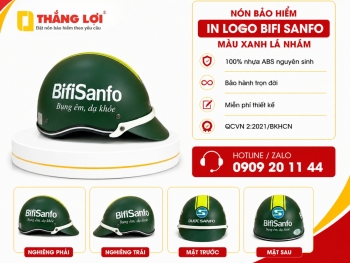 Nón bảo hiểm in logo Bifi Sanfo màu xanh lá nhám