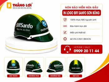 Nón bảo hiểm nửa đầu in logo Bifi Sanfo sơn bóng