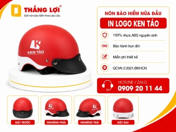 Nón bảo hiểm nửa đầu in logo Ken Táo