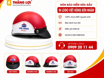 Nón bảo hiểm nửa đầu in logo Việt Hùng sơn nhám