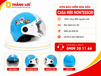 Nón bảo hiểm có kính in logo Mầm non Casa MiRi Montessori