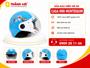 Nón bảo hiểm có kính in logo Mầm non Casa MiRi Montessori