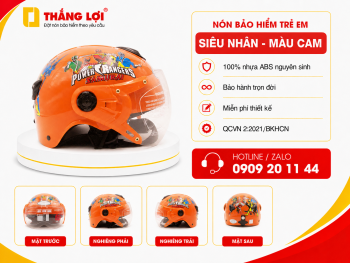Nón bảo hiểm trẻ em siêu nhân màu cam