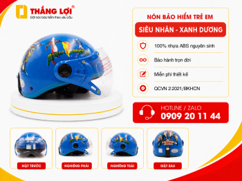Nón bảo hiểm trẻ em siêu nhân màu xanh dương