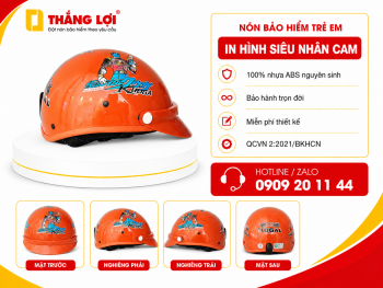 Nón bảo hiểm trẻ em siêu nhân cam
