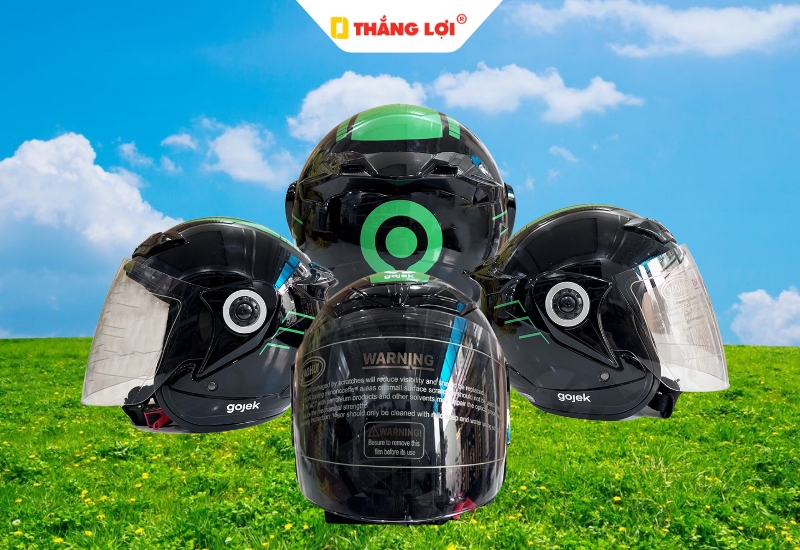 Nón bảo hiểm 3 phần 4 cho đơn vị vận chuyển Gojek
