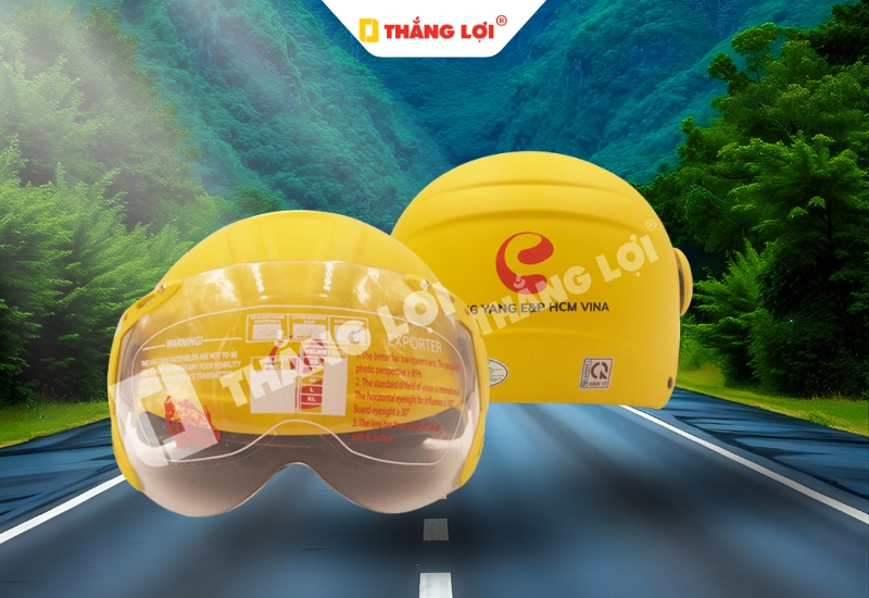 Nón bảo hiểm nửa đầu có kính in logo DongYang Vina