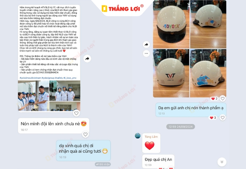 Đánh giá từ đối tác đã đặt sản xuất nón bảo hiểm tại Thắng Lợi