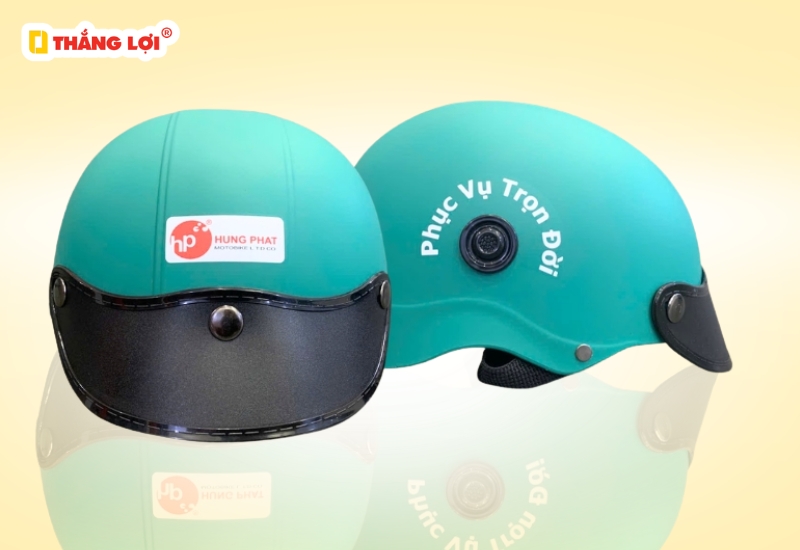 Nón bảo hiểm nửa đầu không kính in Logo Hưng Phát