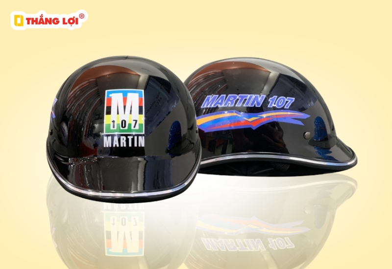 Nón bảo hiểm nửa đầu không kính in Logo Martin 107