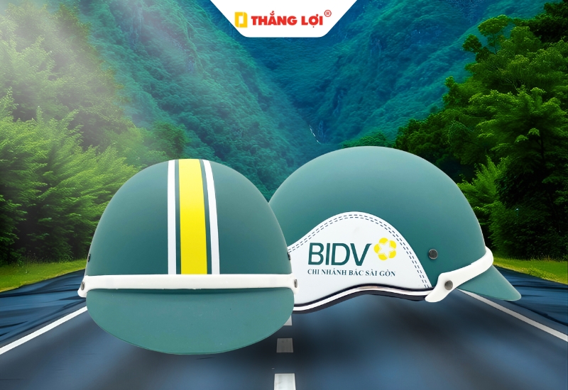 Nón bảo hiểm nửa đầu không kính in Logo BIDV