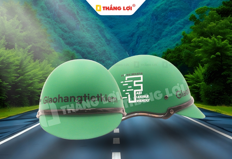 Nón bảo hiểm nửa đầu không kính in Logo GHTK