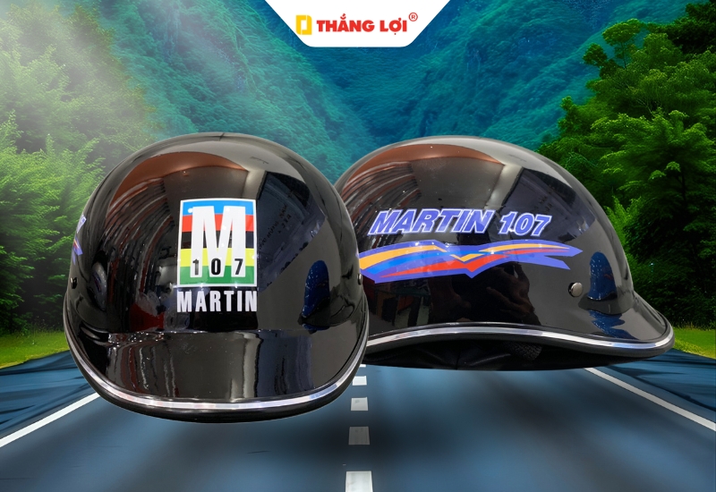 Nón bảo hiểm nửa đầu không kính in Logo Martin 107
