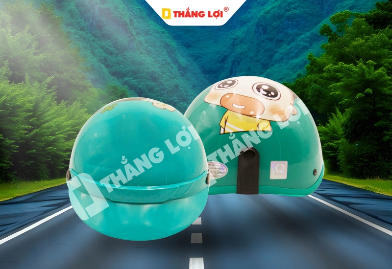 Nón bảo hiểm nửa đầu không kính in Logo Quỳnh Aka
