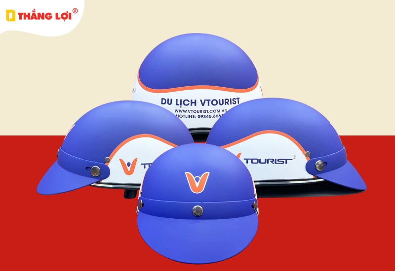 Nón bảo hiểm nửa đầu công ty du lịch V Tourist