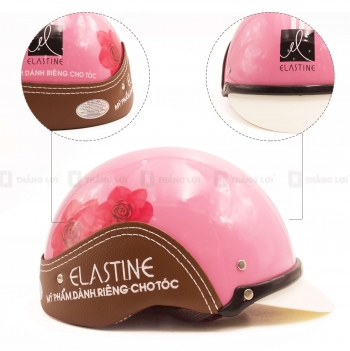 Nón Bảo Hiểm Nữa Đầu Ốp Da Elastine Hồng