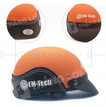 Nón Bảo Hiểm Nửa Đầu Ốp Da EM-TECH