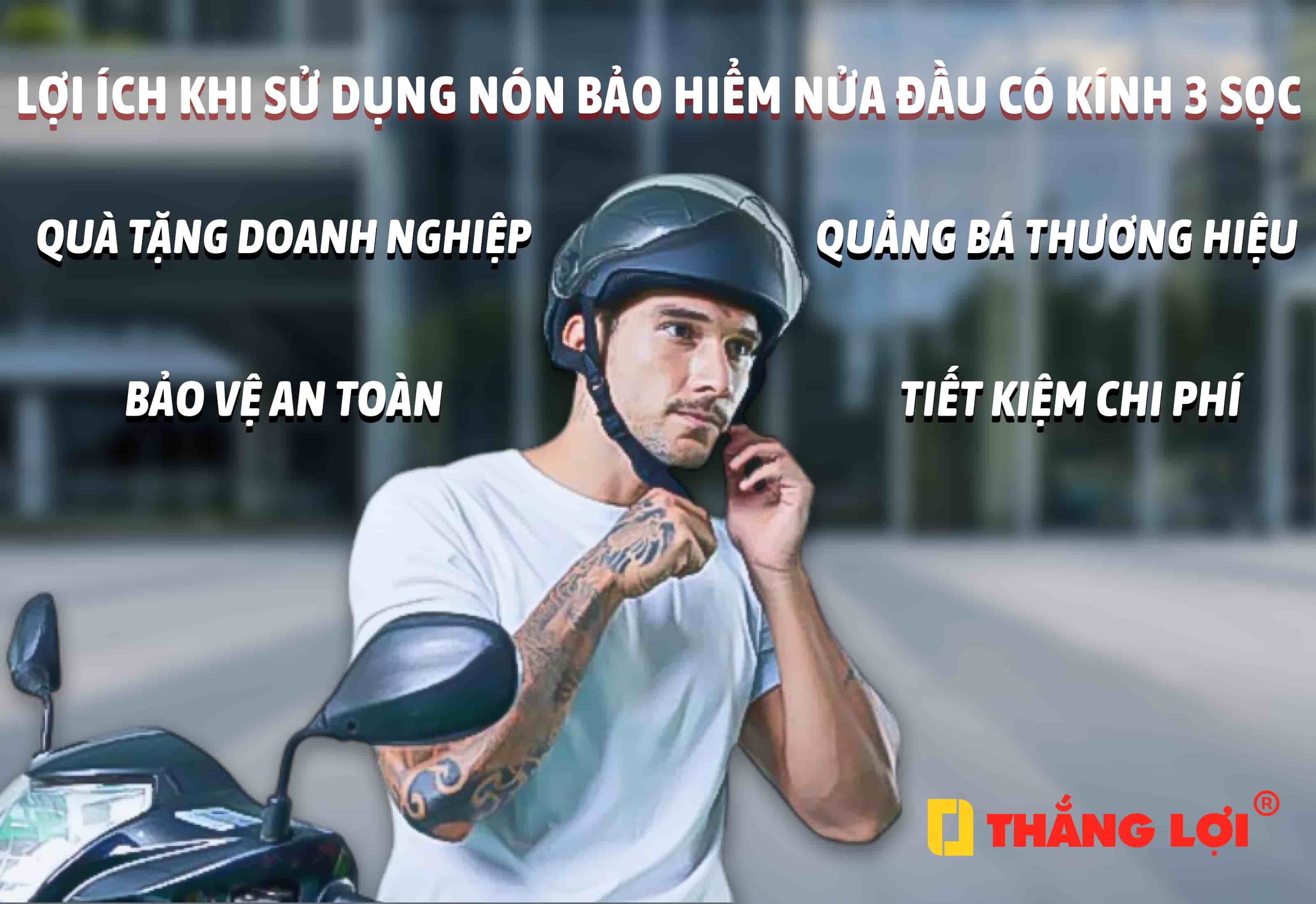 nón bảo hiểm nửa đầu có kính 3 sọc