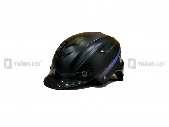 Nón bảo hiểm nửa đầu in logo công ty KMS màu đen