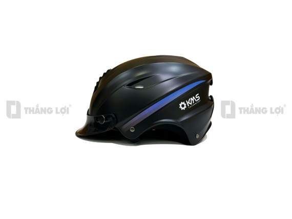 Nón bảo hiểm nửa đầu in logo công ty KMS màu đen