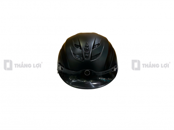 Nón bảo hiểm nửa đầu in logo công ty KMS màu đen