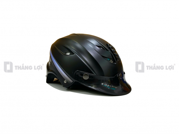 Nón bảo hiểm nửa đầu in logo công ty KMS màu đen