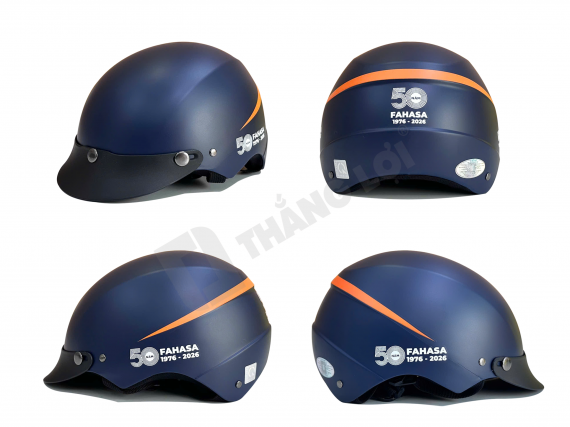 Nón bảo hiểm nửa đầu in logo FAHASA 50 năm