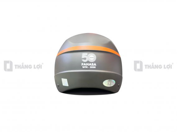 Nón bảo hiểm nửa đầu in logo FAHASA 50 năm màu xám