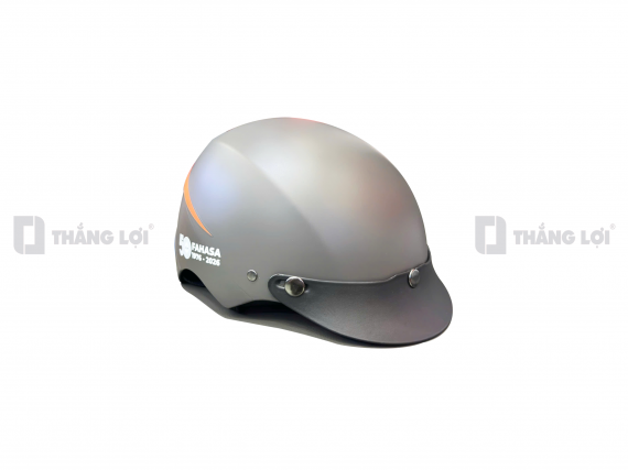 Nón bảo hiểm nửa đầu in logo FAHASA 50 năm màu xám