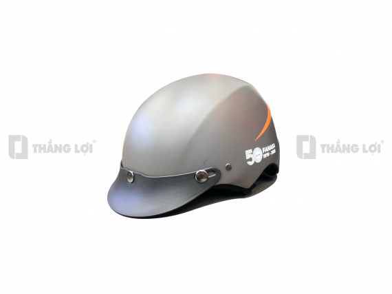 Nón bảo hiểm nửa đầu in logo FAHASA 50 năm màu xám