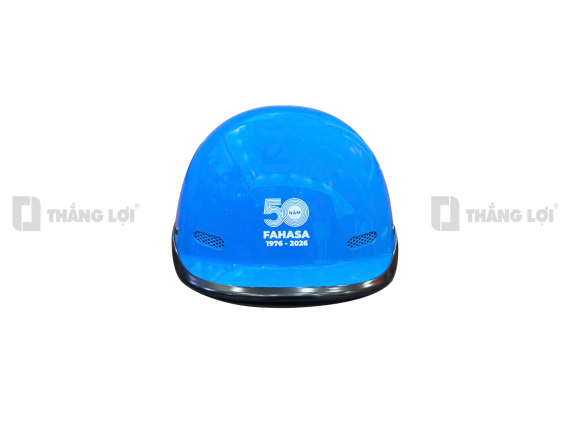 Nón bảo hiểm nửa đầu logo FAHASA 50 năm xanh dương bóng