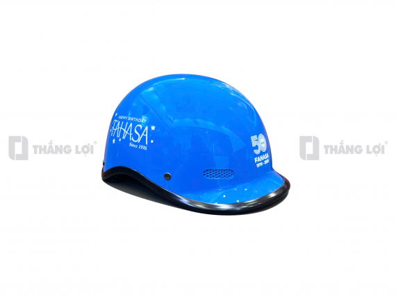 Nón bảo hiểm nửa đầu logo FAHASA 50 năm xanh dương bóng