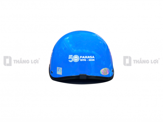 Nón bảo hiểm nửa đầu logo FAHASA 50 năm xanh dương bóng