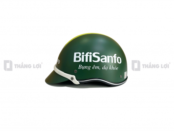 Nón bảo hiểm in logo Bifi Sanfo màu xanh lá nhám