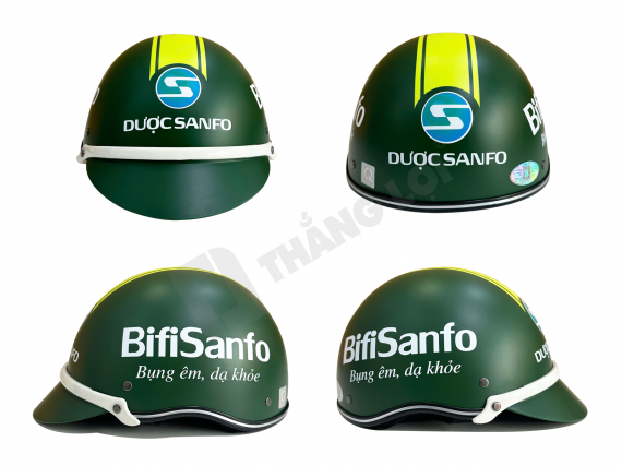 Nón bảo hiểm in logo Bifi Sanfo màu xanh lá nhám