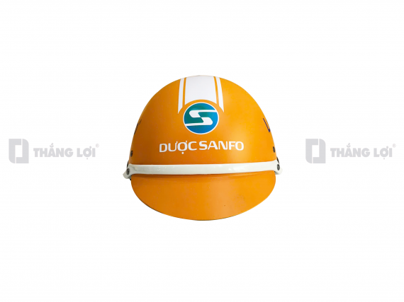 Nón bảo hiểm nửa đầu in logo Lactsanfo màu cam nhám
