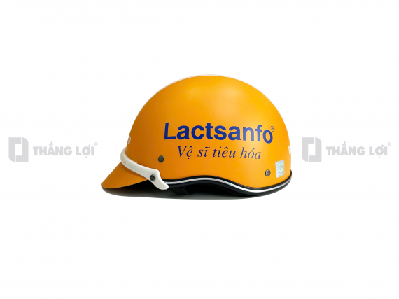 Nón bảo hiểm nửa đầu in logo Lactsanfo màu cam nhám