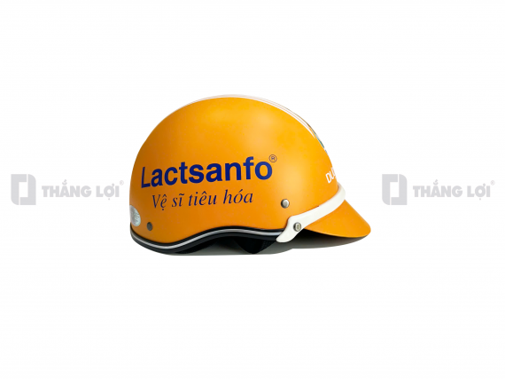 Nón bảo hiểm nửa đầu in logo Lactsanfo màu cam nhám