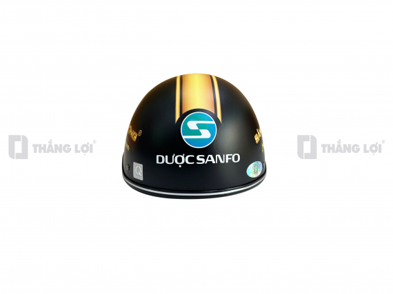 Nón bảo hiểm đen nhám in logo Dược Sanfo Sâm Kỳ Vương
