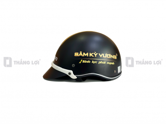 Nón bảo hiểm đen nhám in logo Dược Sanfo Sâm Kỳ Vương