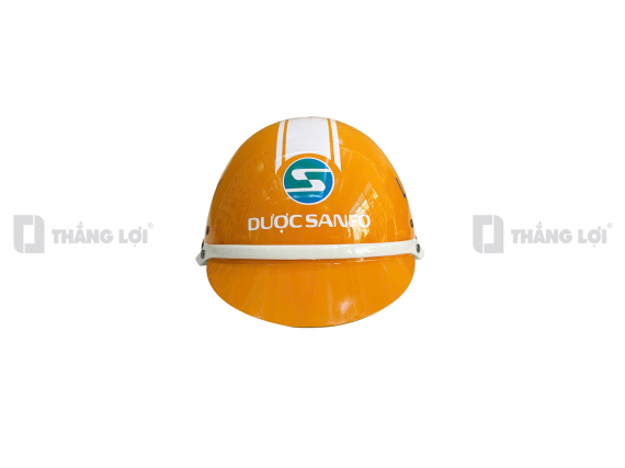Nón bảo hiểm nửa đầu in logo Lactsanfo màu cam bóng