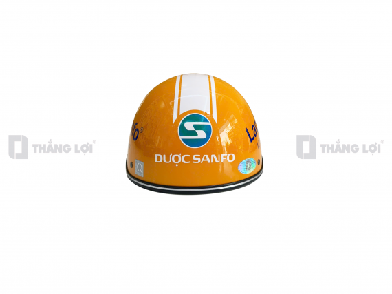 Nón bảo hiểm nửa đầu in logo Lactsanfo màu cam bóng