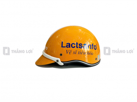 Nón bảo hiểm nửa đầu in logo Lactsanfo màu cam bóng