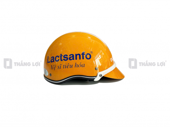 Nón bảo hiểm nửa đầu in logo Lactsanfo màu cam bóng