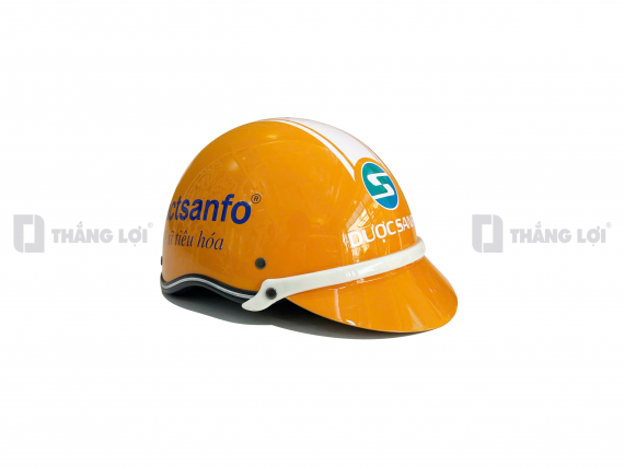Nón bảo hiểm nửa đầu in logo Lactsanfo màu cam bóng